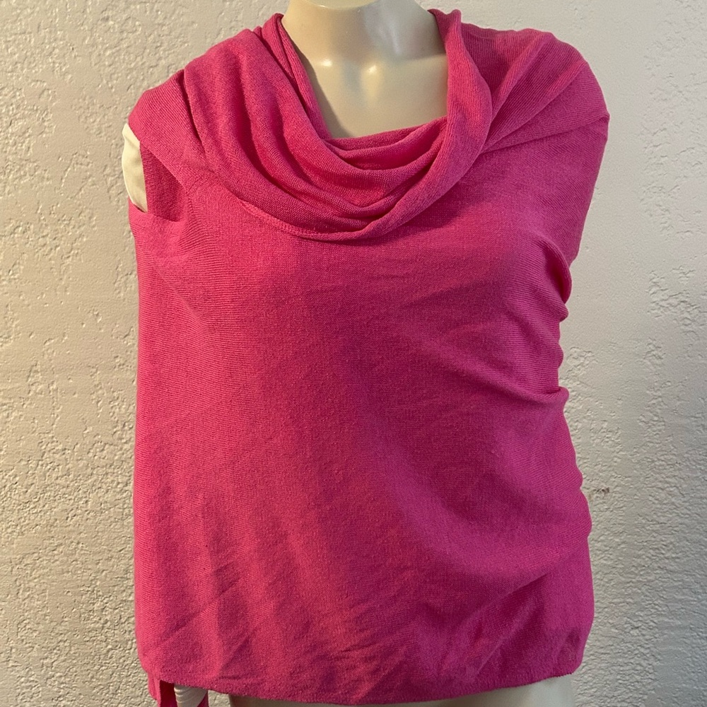Talbots Bright Pink linen blend Knitwear cover up / top  M L - Picture 6 of 11